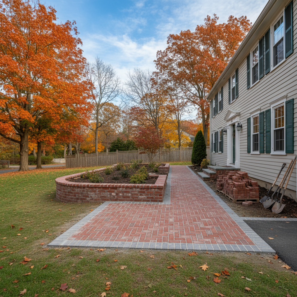 Completed brick laying work at a residential property in Boston, MA