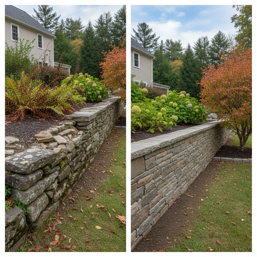 Completed stone masonry work at a residential property in Wellesley, MA