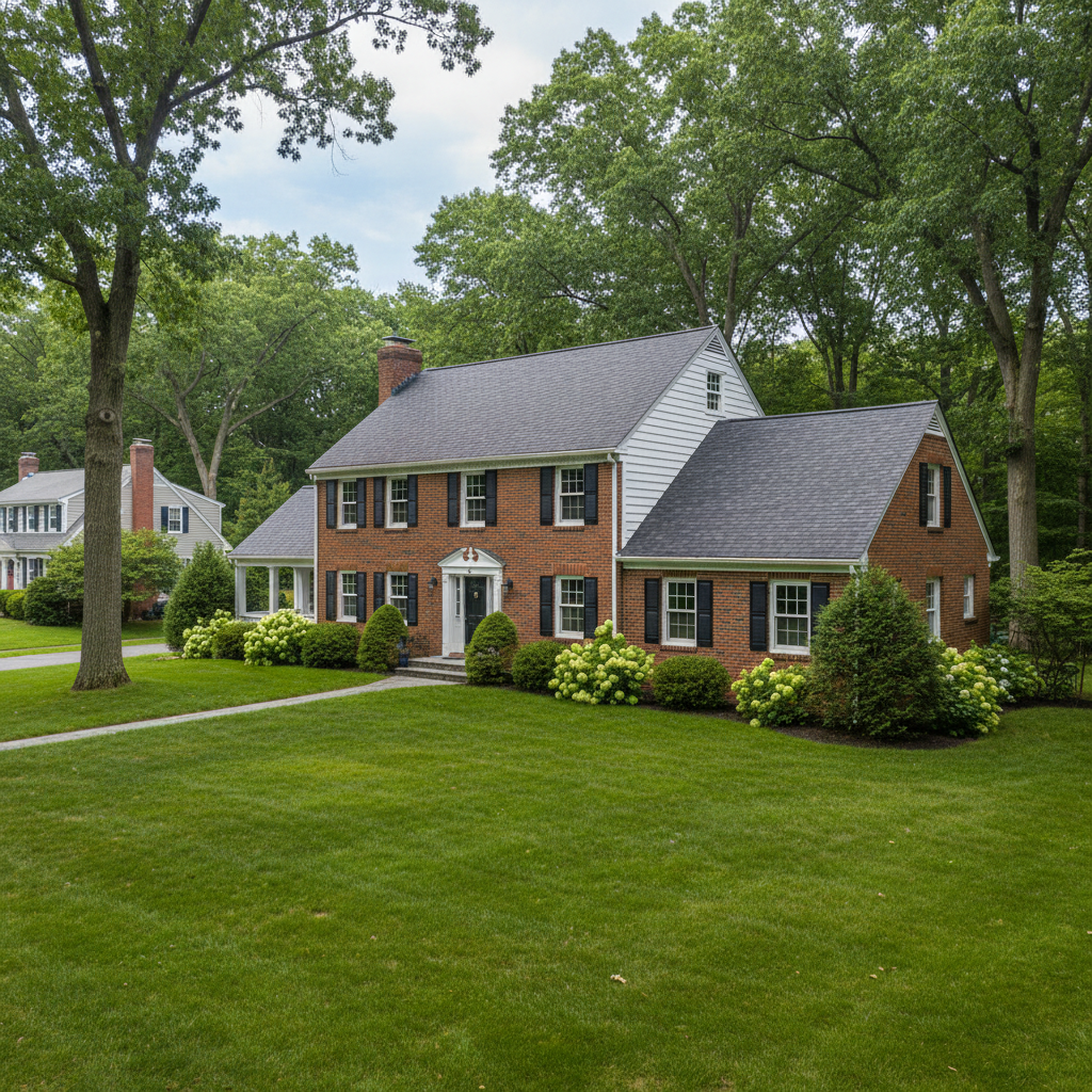Completed roof repair work at a residential property in Lexington, MA