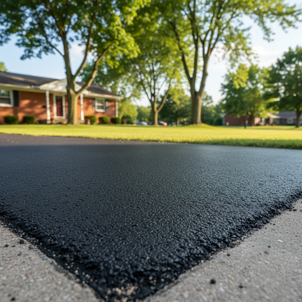 Completed asphalt repair work at a residential property in Detroit, MI