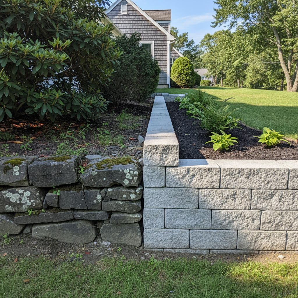 Completed stone masonry work at a residential property in Wellesley, MA