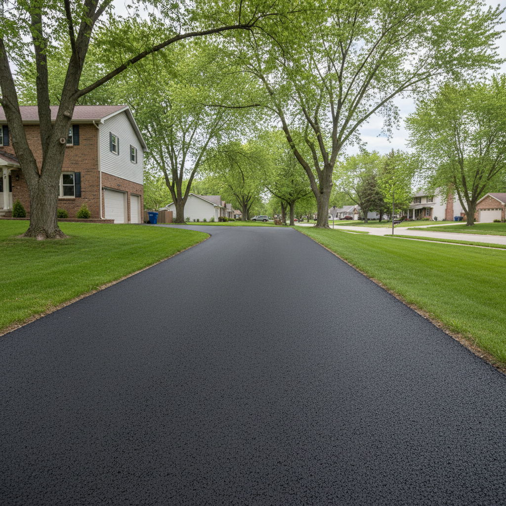 Completed driveway paving work at a residential property in Kalamazoo, MI