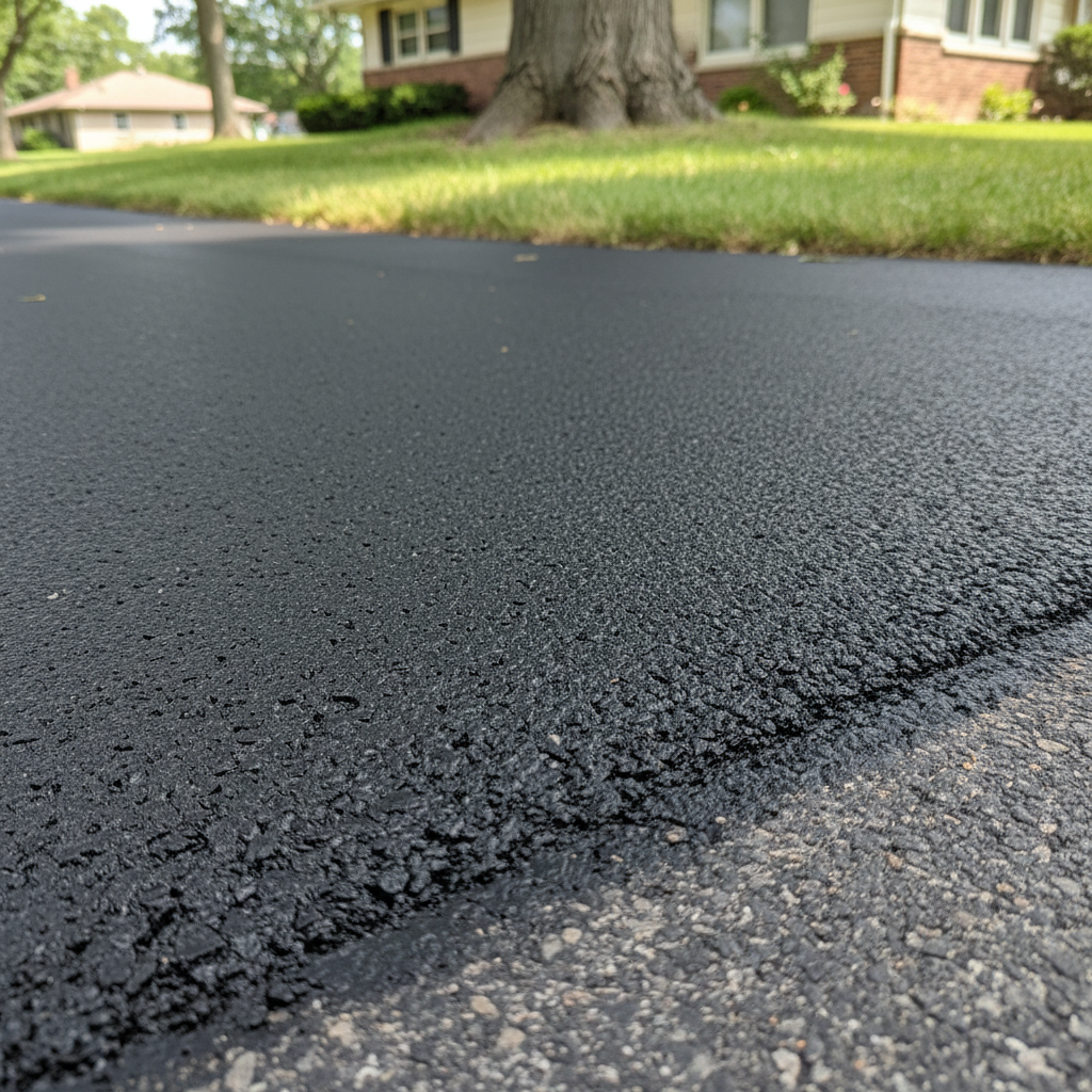 Completed asphalt repair work at a residential property in Detroit, MI