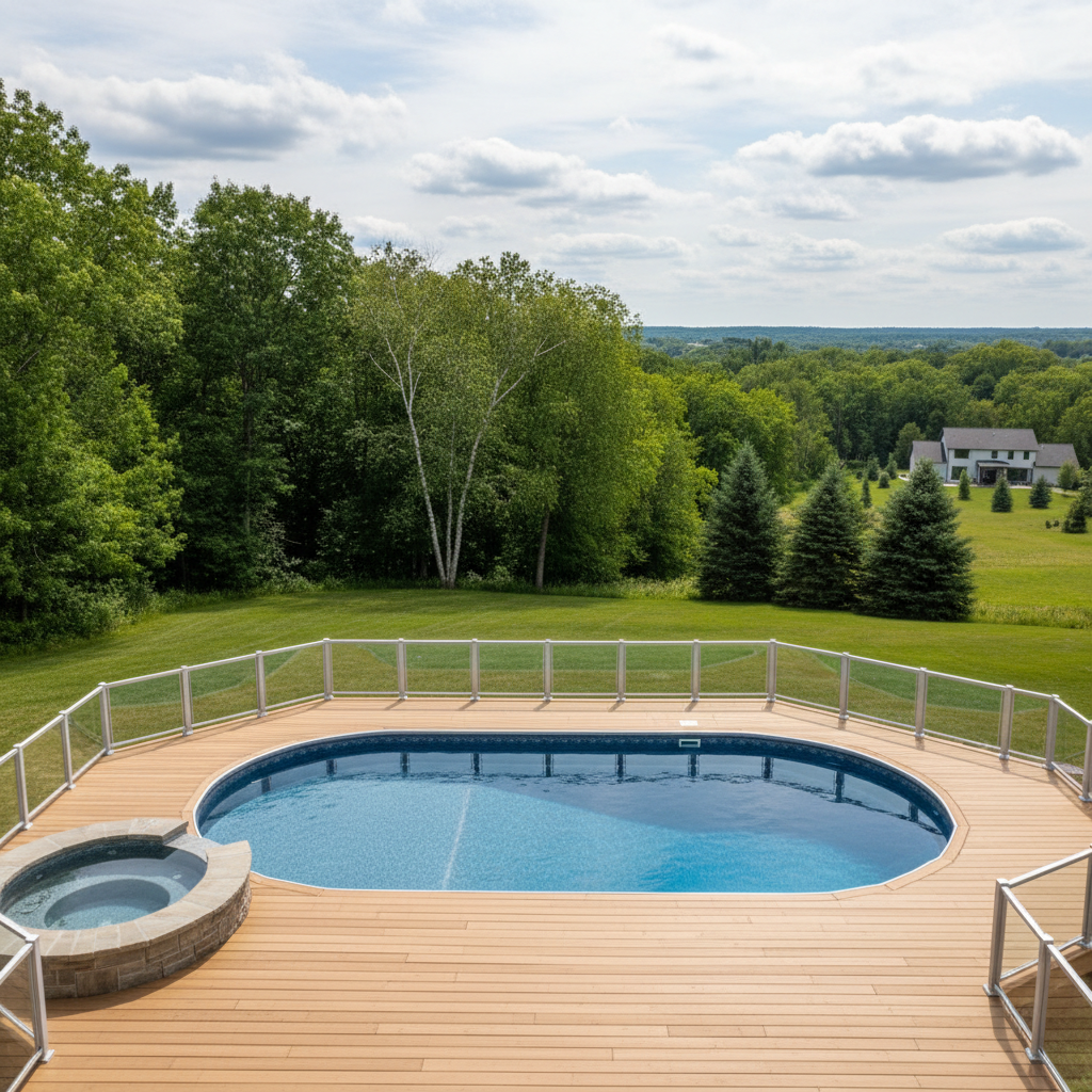 Completed pool decks work at a residential property in Medina, MN