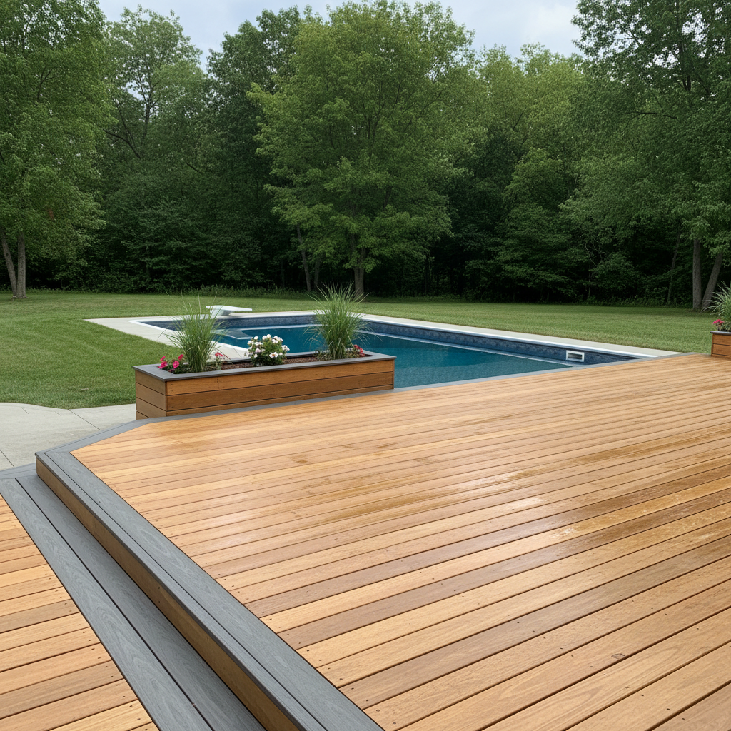 Completed pool decks work at a residential property in Medina, MN