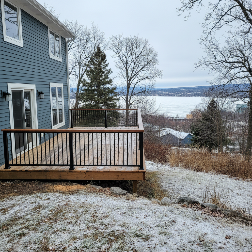 Completed deck railing installation work at a residential property in Duluth, MN