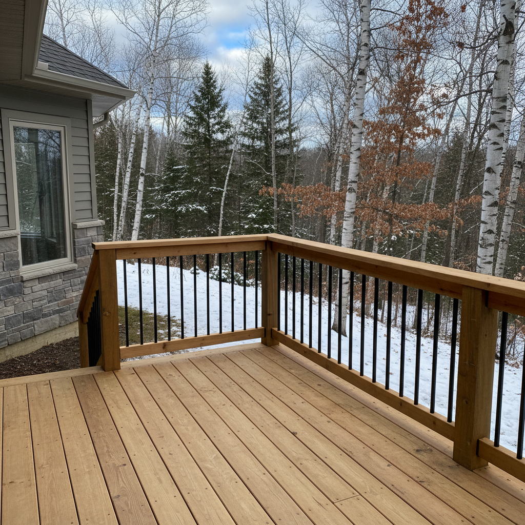 Completed deck railing installation work at a residential property in Duluth, MN