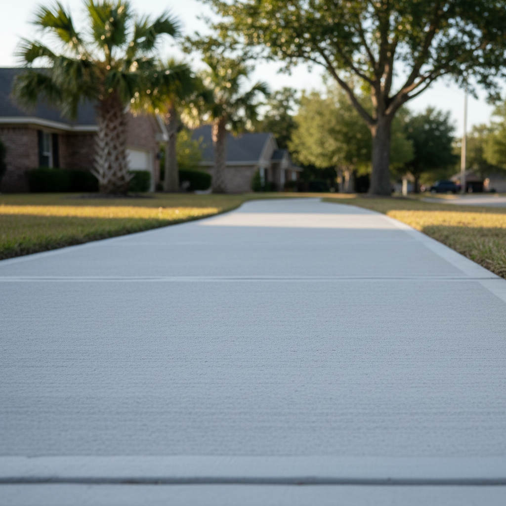 Completed concrete sidewalks work at a residential property in Gulfport, MS