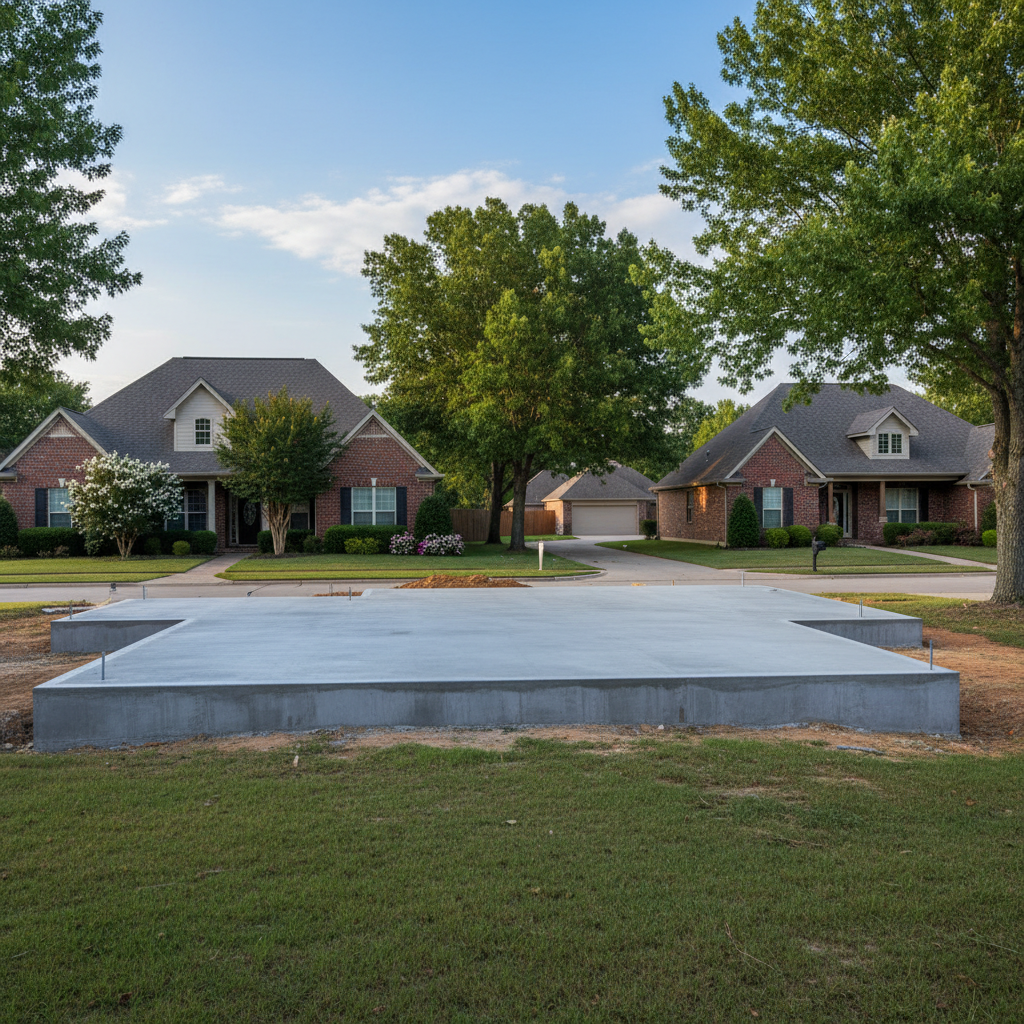 Completed concrete foundations work at a residential property in Olive Branch, MS