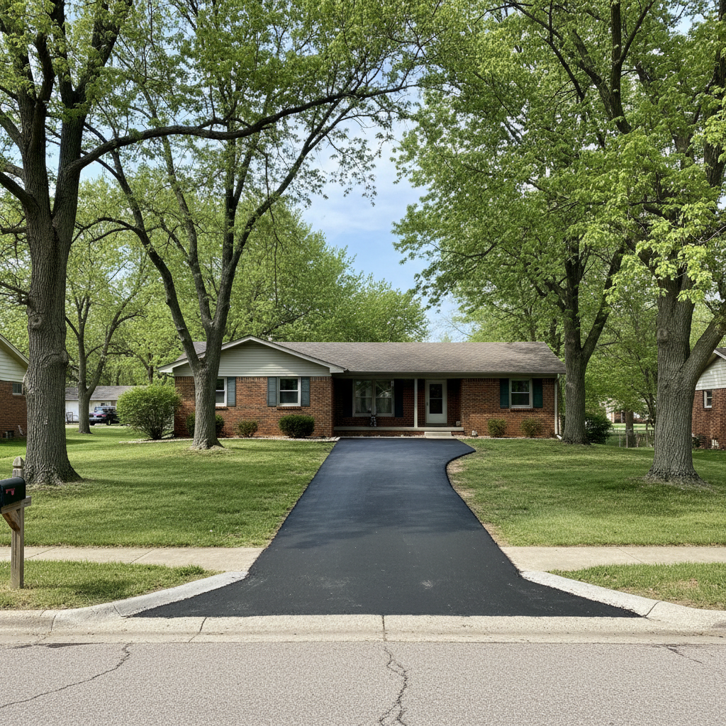 Completed driveway paving work at a residential property in Springfield, MO