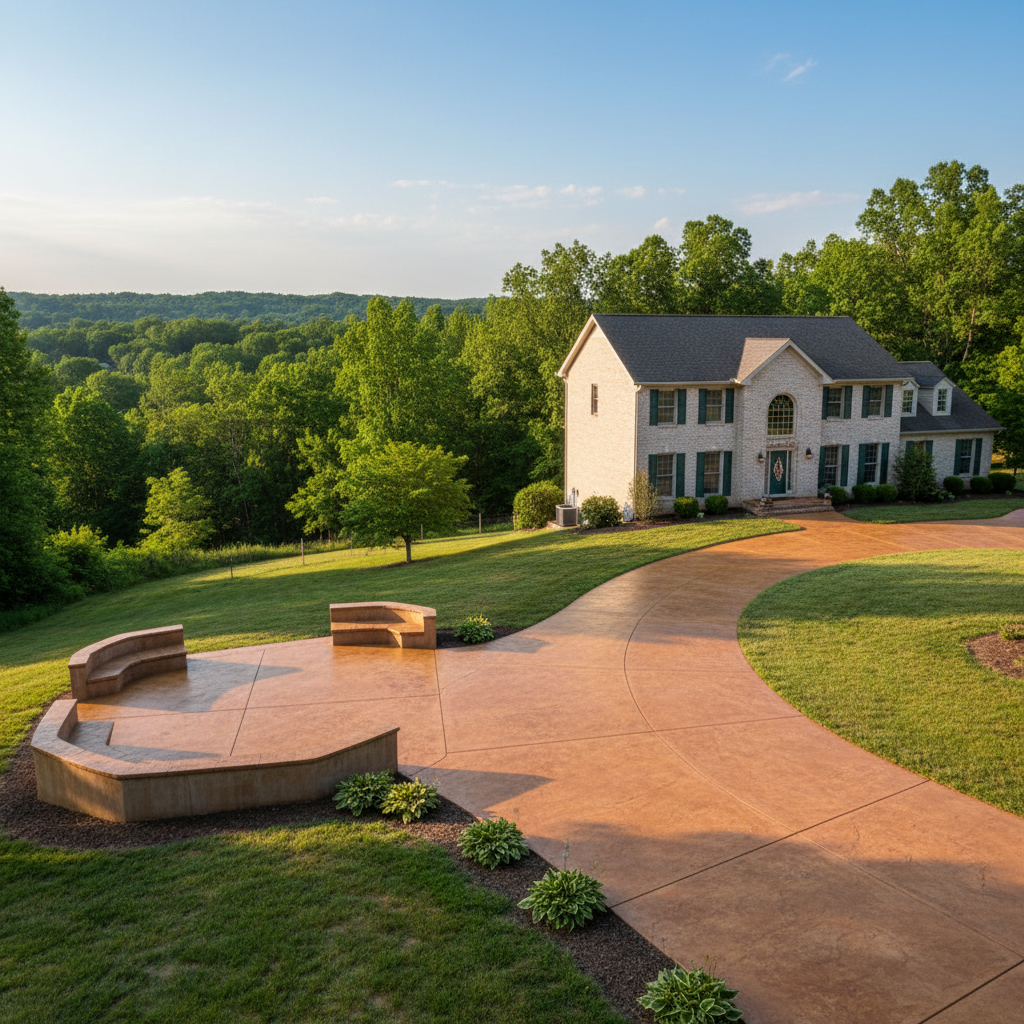 Completed concrete staining work at a residential property in Aurora, MO