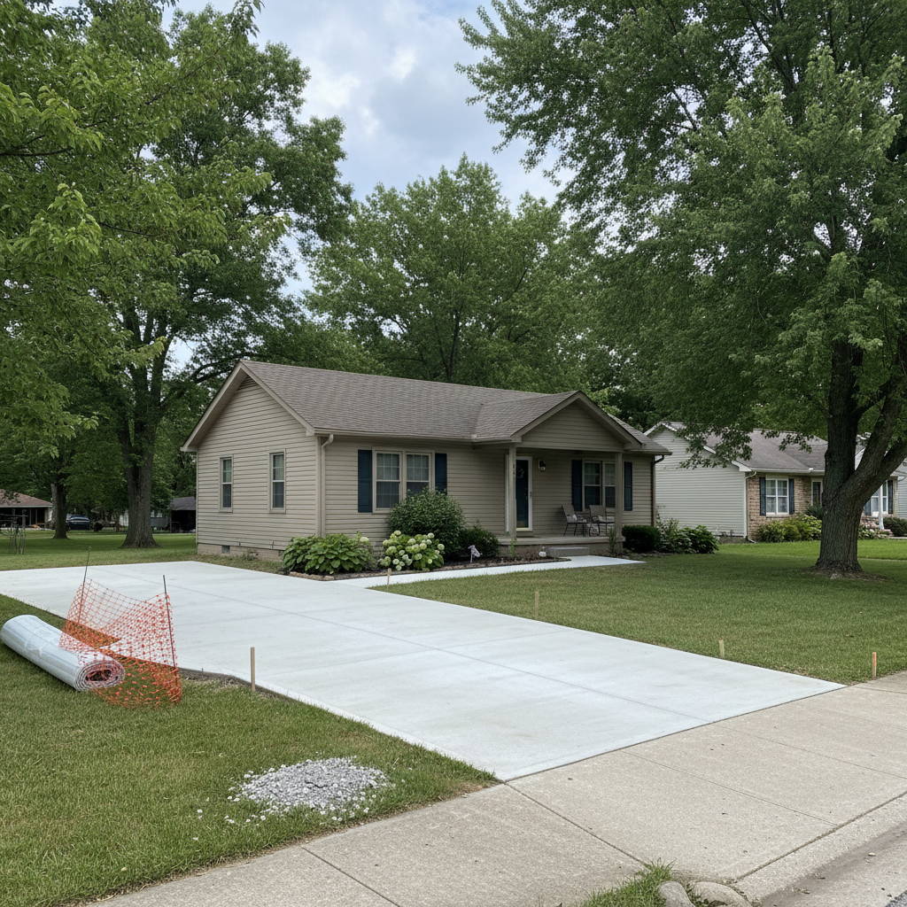 Completed concrete repair work at a residential property in Spokane, MO