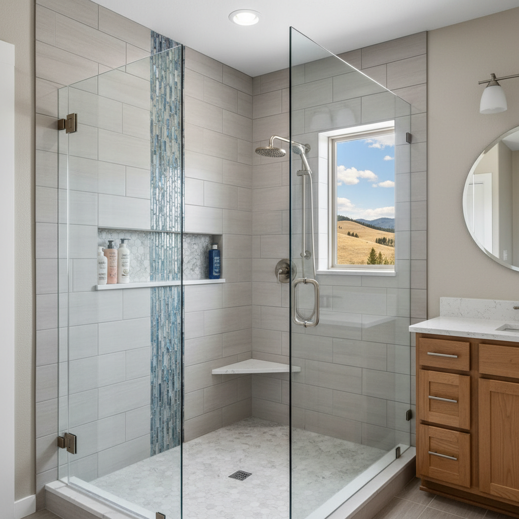 Completed shower replacement work at a residential property in Great Falls, MT