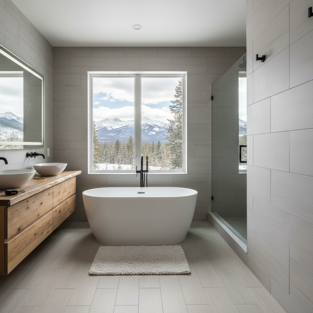 Completed bathroom modernization work at a residential property in Big Sky, MT