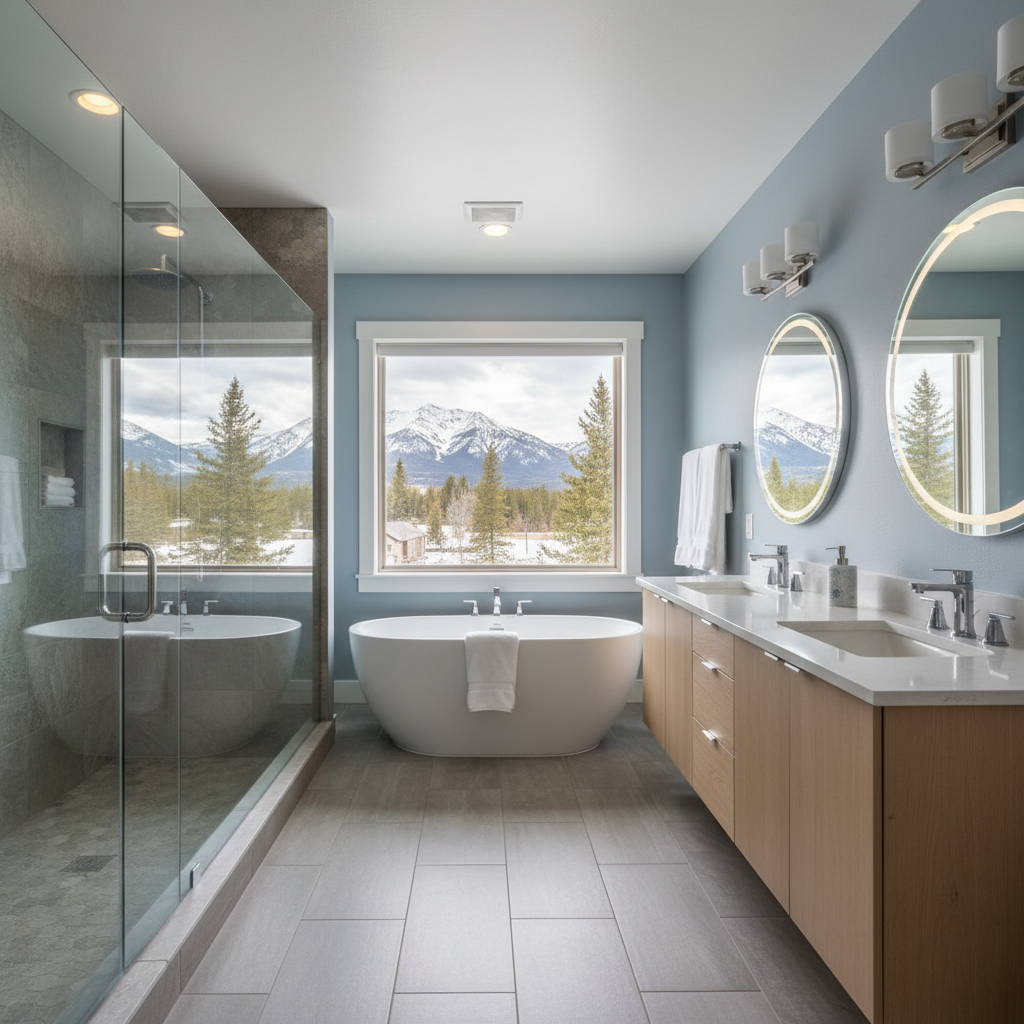 Completed bathroom modernization work at a residential property in Big Sky, MT