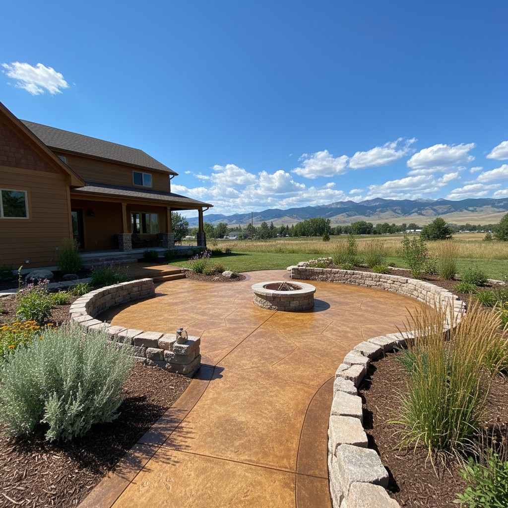 Completed concrete staining work at a residential property in Great Falls, MT
