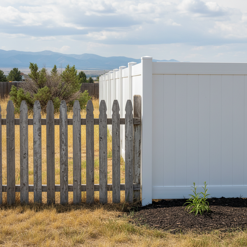 Completed vinyl fence installation work at a residential property in Billings, MT