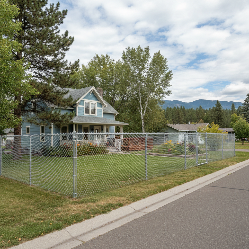 Completed chain link fence installation work at a residential property in Missoula, MT