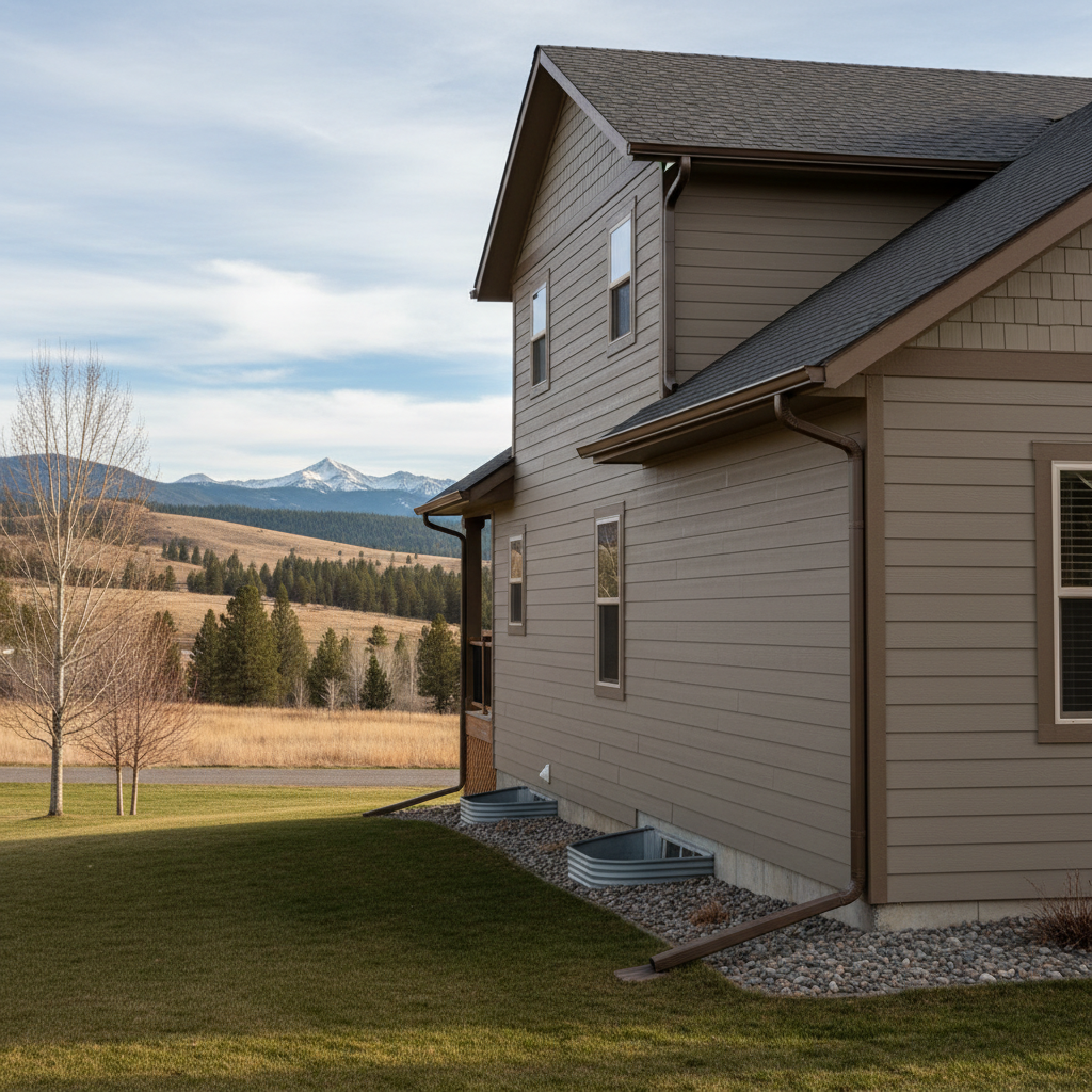 Completed gutter maintenance plans work at a residential property in Missoula, MT