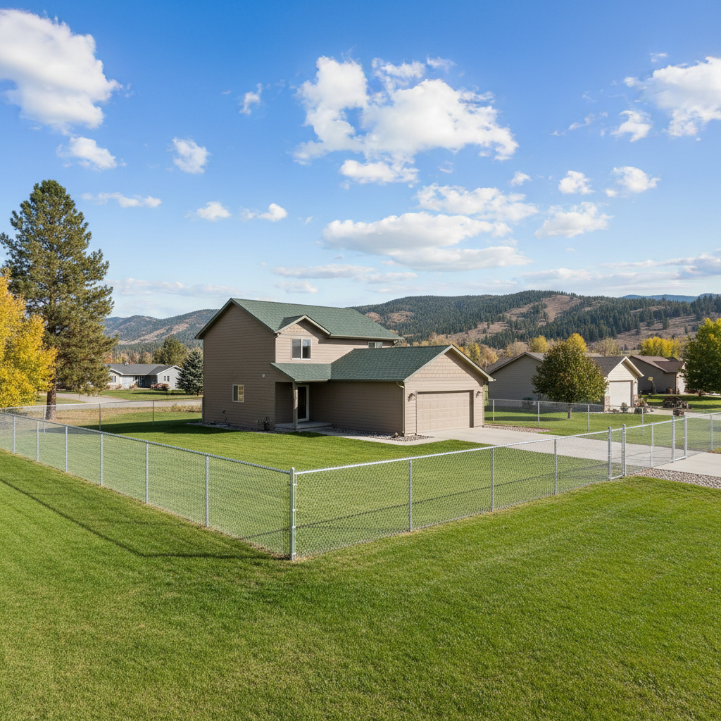 Completed chain link fence installation work at a residential property in Missoula, MT