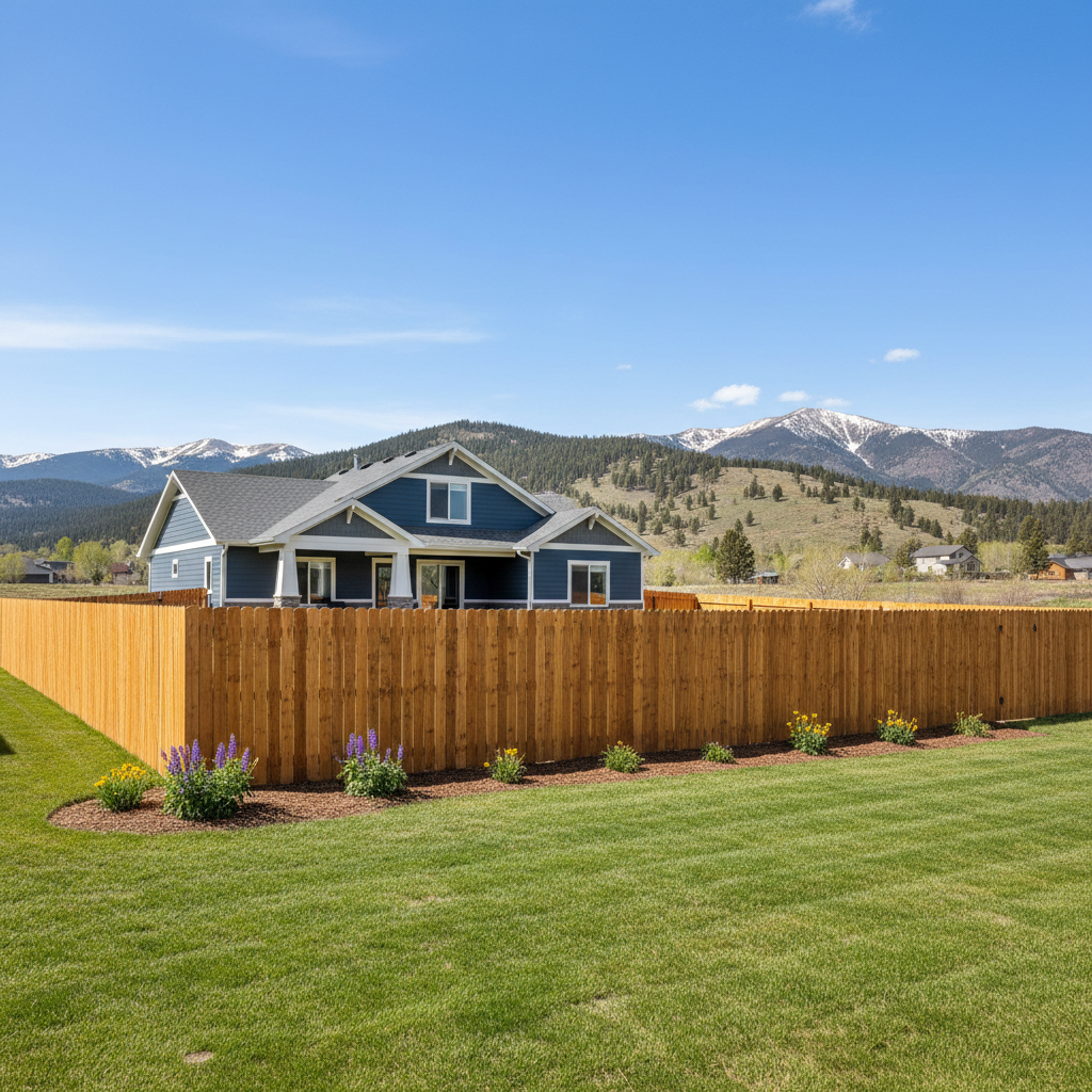 Completed fence painting work at a residential property in Bozeman, MT