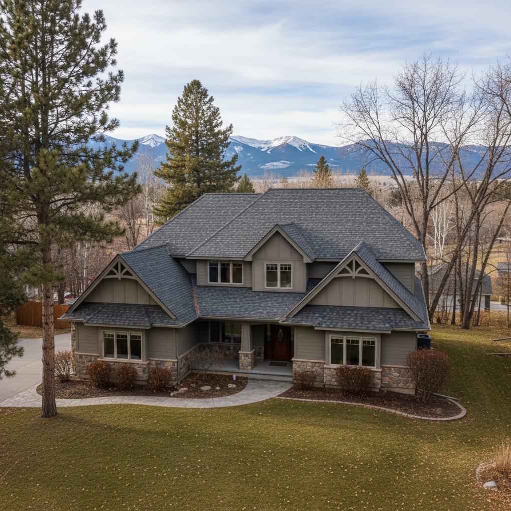 Completed roof installation work at a residential property in Missoula, MT