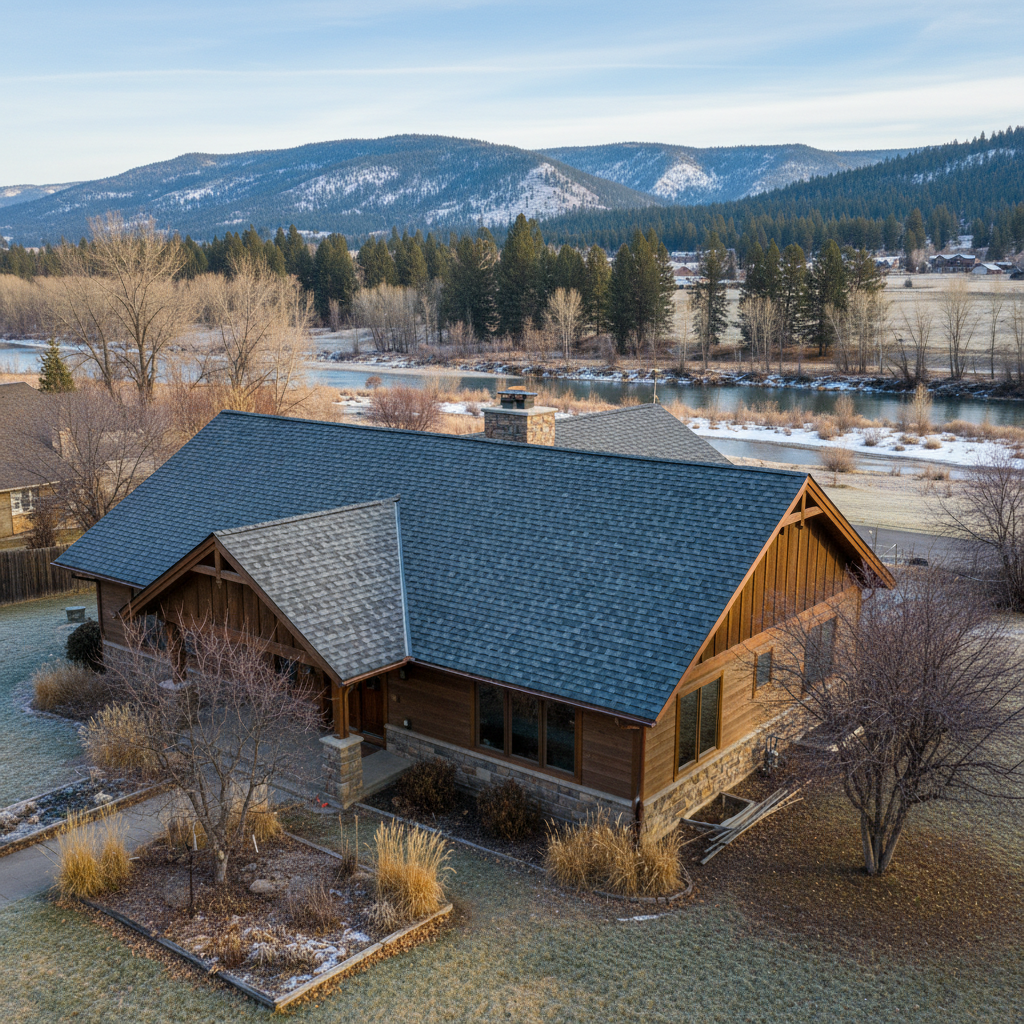 Completed roof installation work at a residential property in Missoula, MT