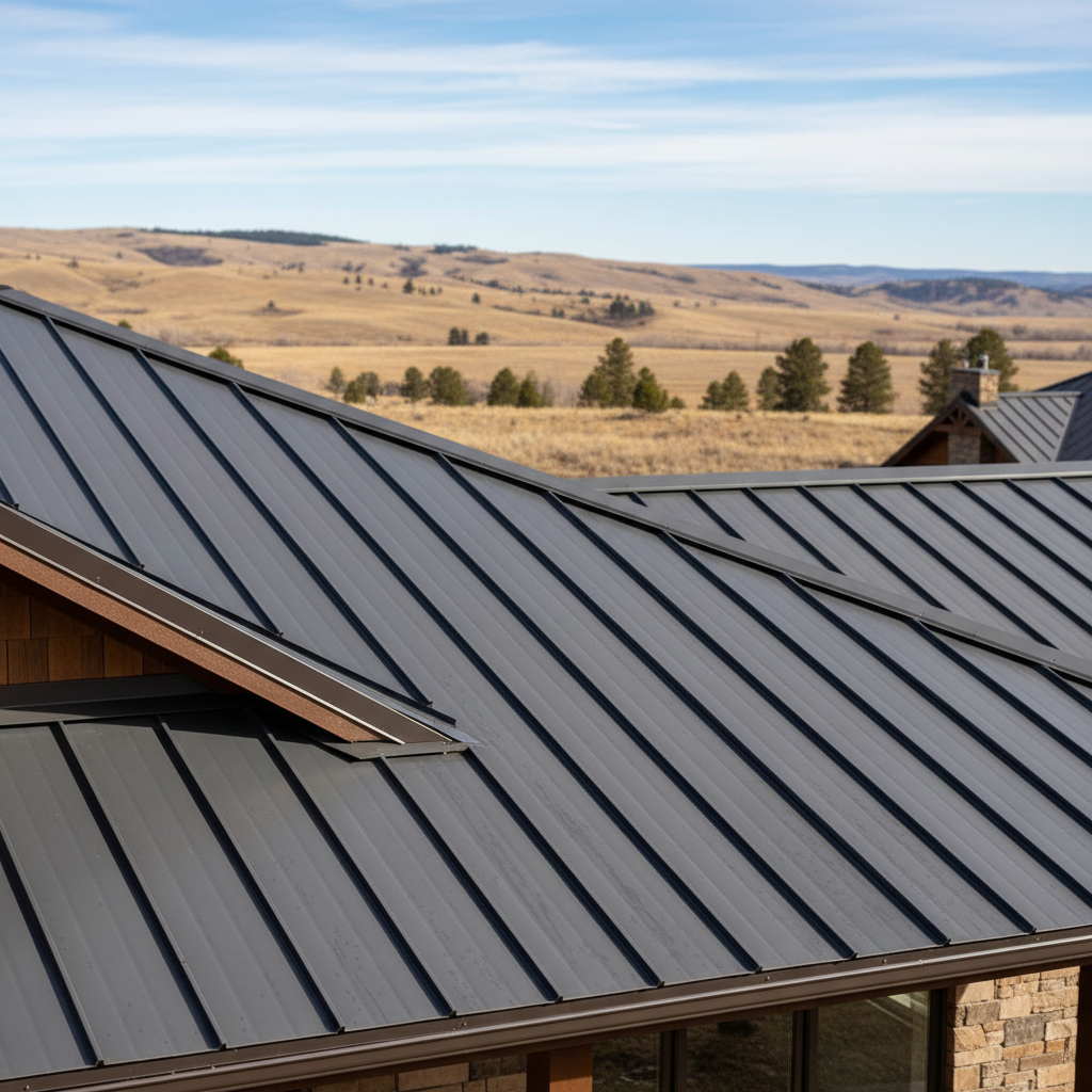 Completed metal roofing work at a residential property in Great Falls, MT