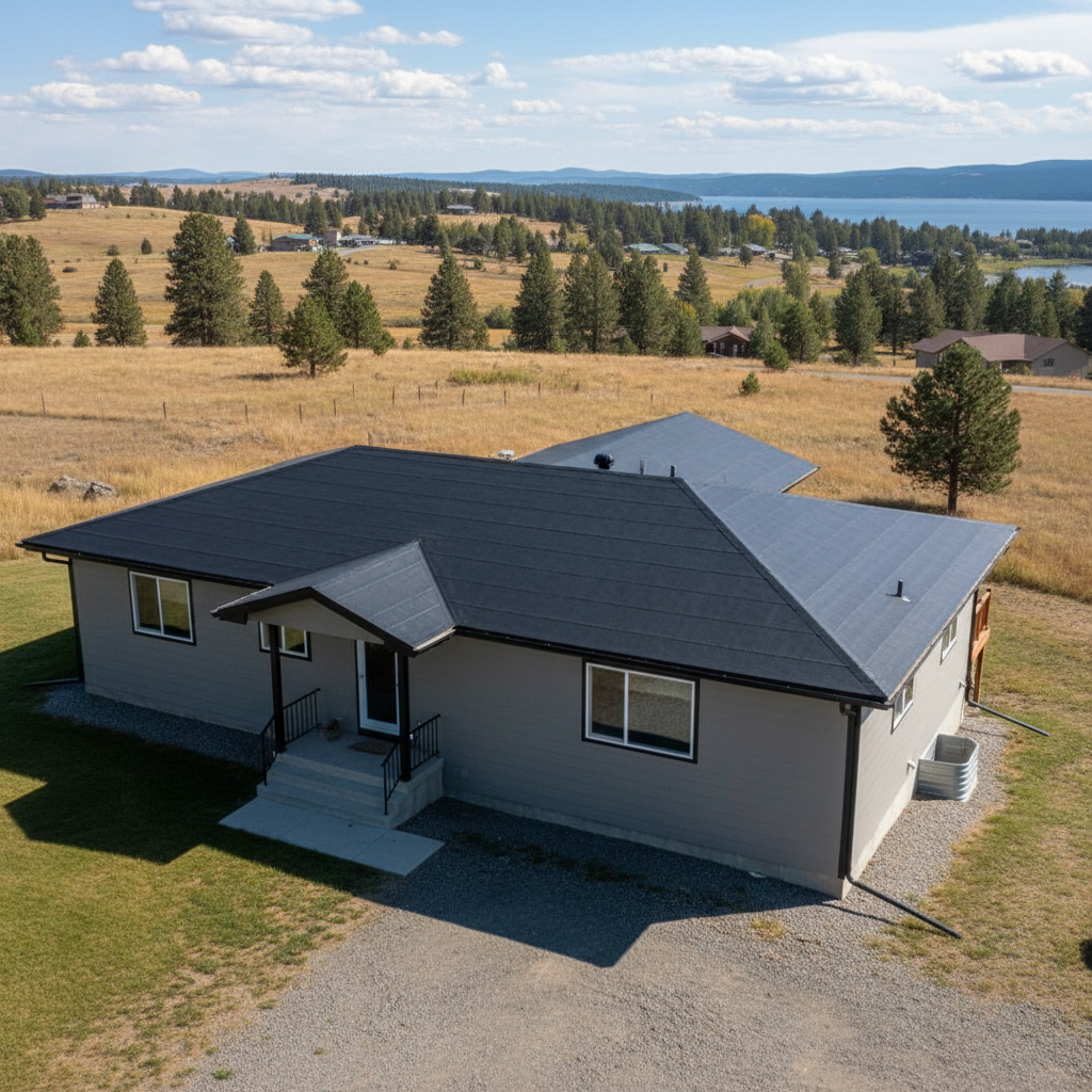 Completed flat roofing work at a residential property in Polson, MT