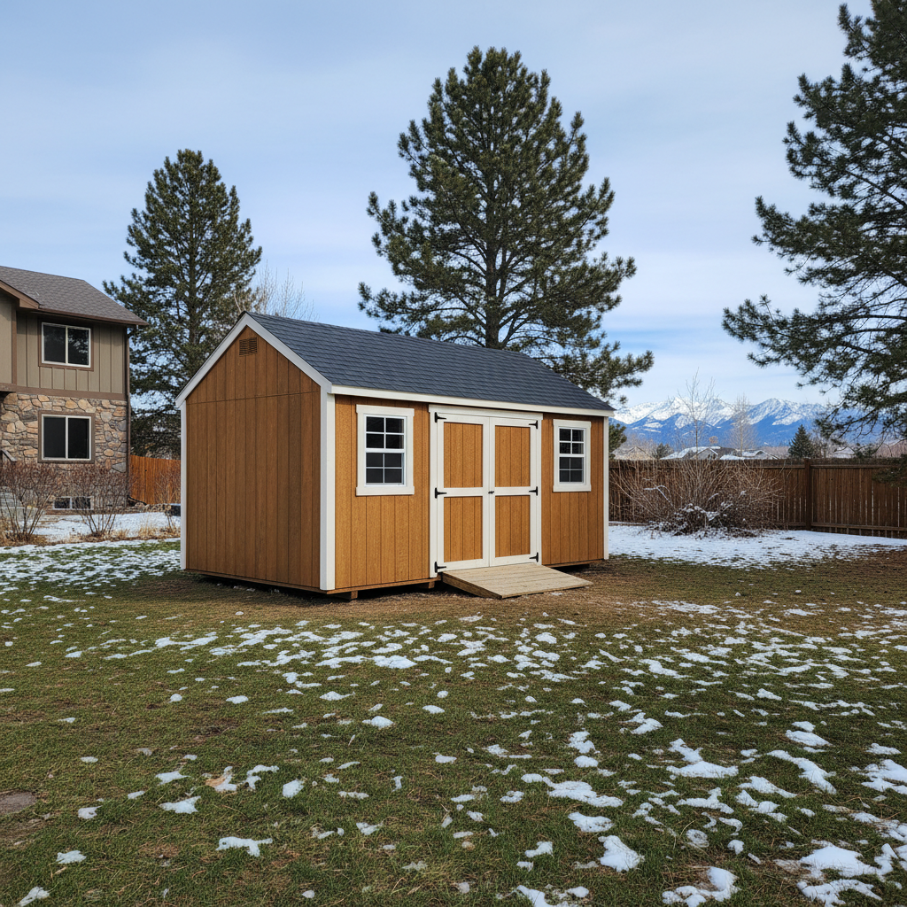 Completed storage sheds work at a residential property in Billings, MT