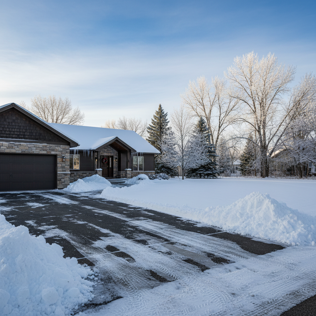 Completed snow removal work at a residential property in Helena, MT