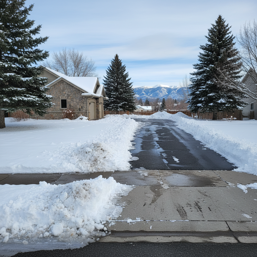 Completed snow removal work at a residential property in Helena, MT
