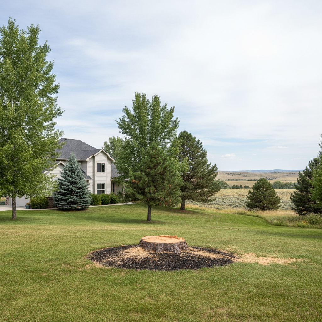 Completed tree removal work at a residential property in Billings, MT