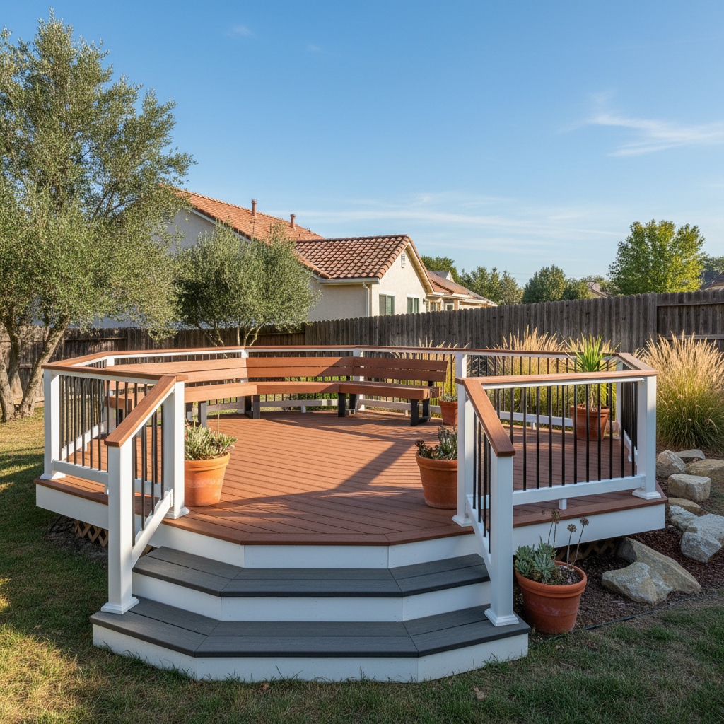 Completed trex decks work at a residential property in Clovis, CA