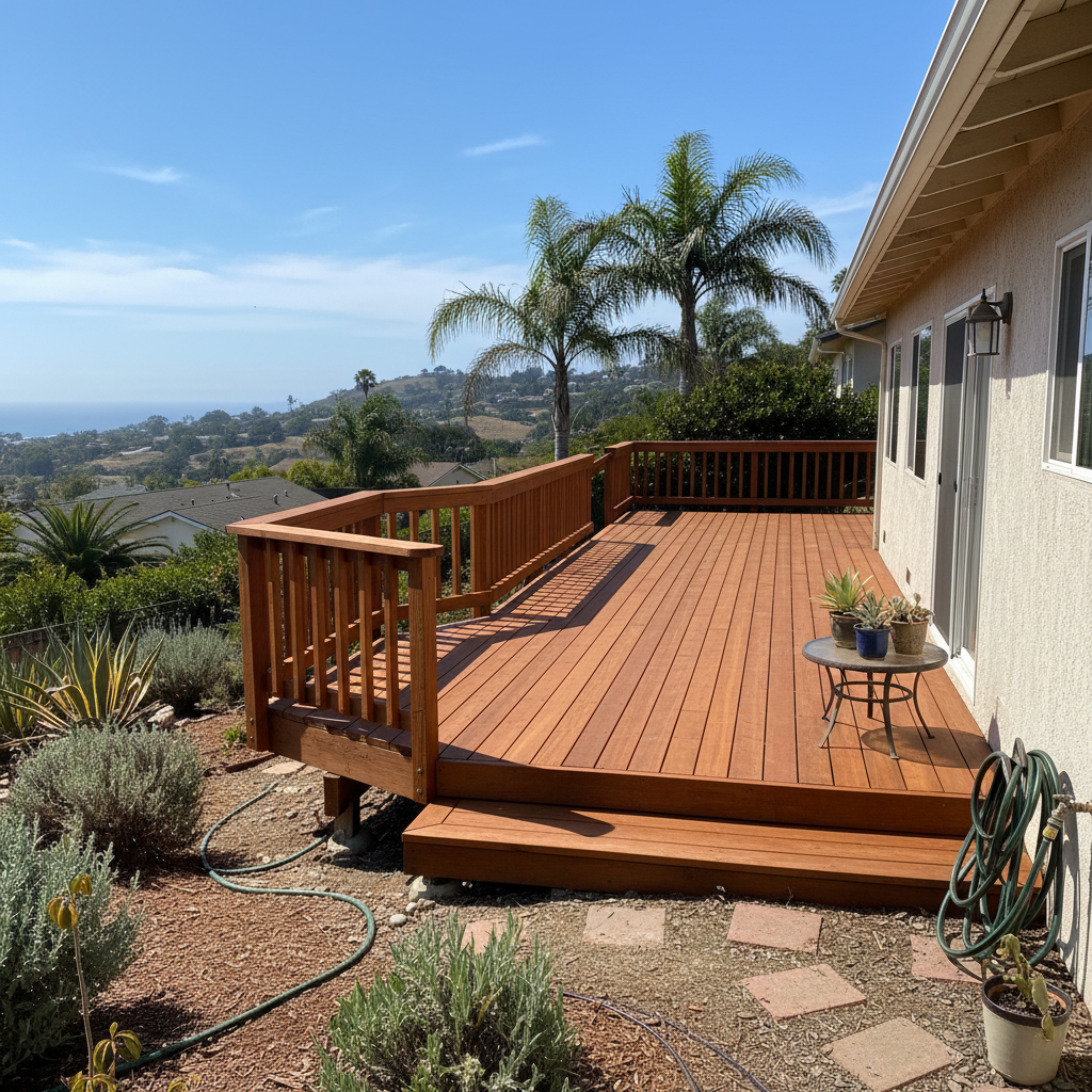 Completed deck repair work at a residential property in Encinitas, CA