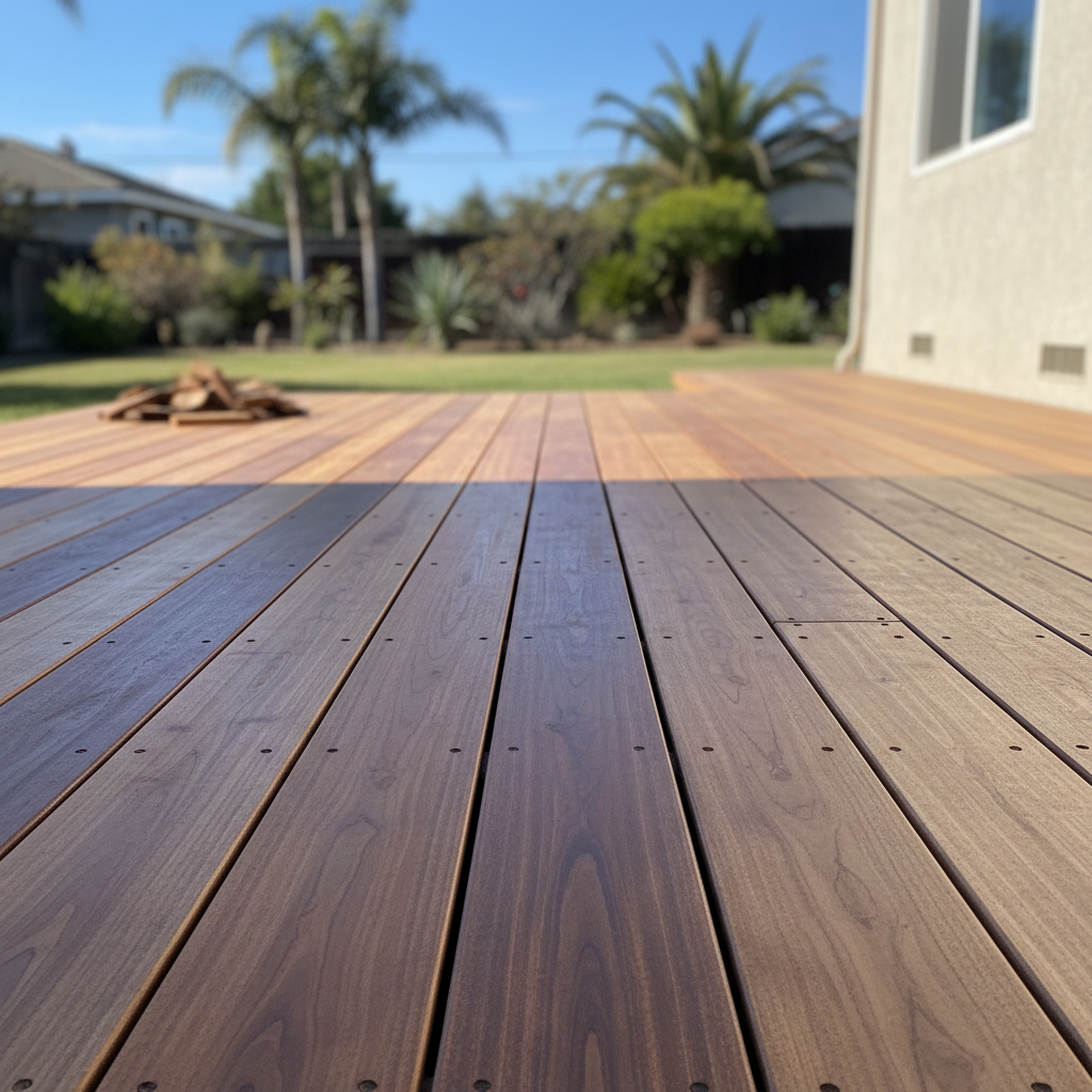 Completed deck construction work at a residential property in Inglewood, CA