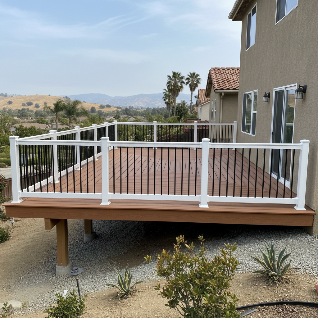 Completed composite decks work at a residential property in Long Beach, CA