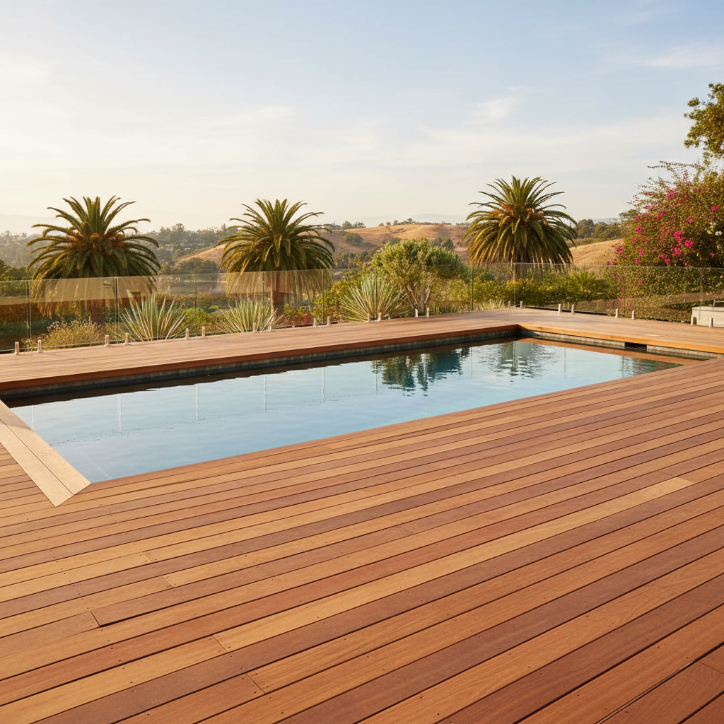 Completed pool decks work at a residential property in Los Angeles, CA