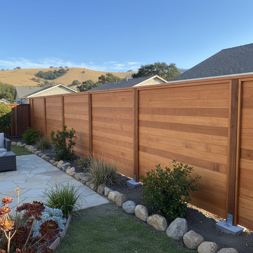 Completed privacy fence installation work at a residential property in Benicia, CA