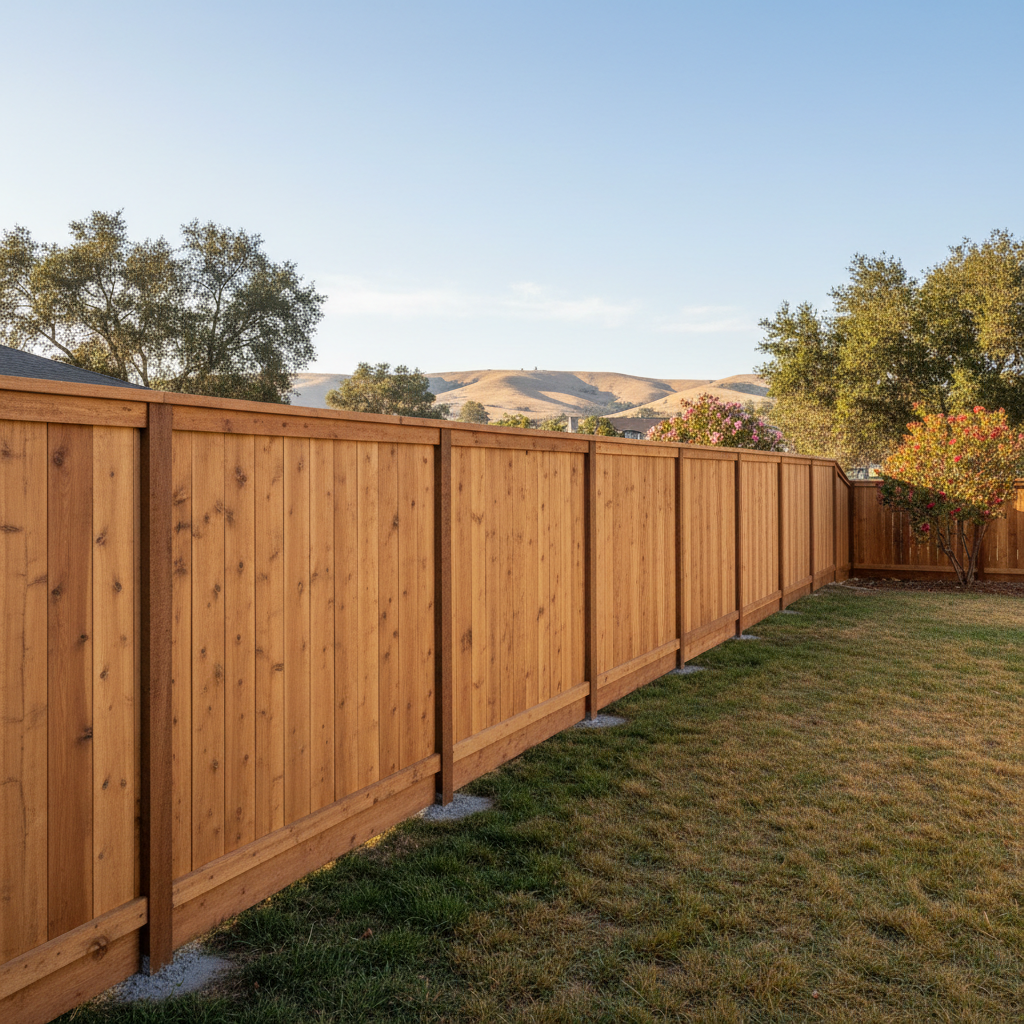 Completed privacy fence installation work at a residential property in Benicia, CA