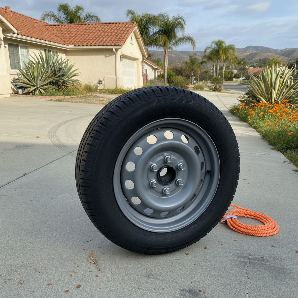 Completed tire change service work at a residential property in Vista, CA