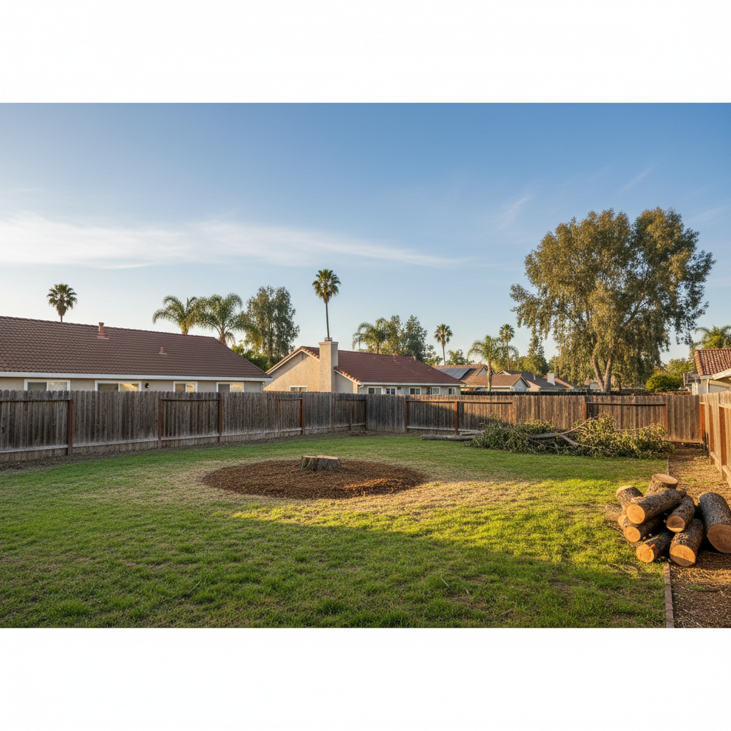 Completed emergency tree removal work at a residential property in Fremont, CA