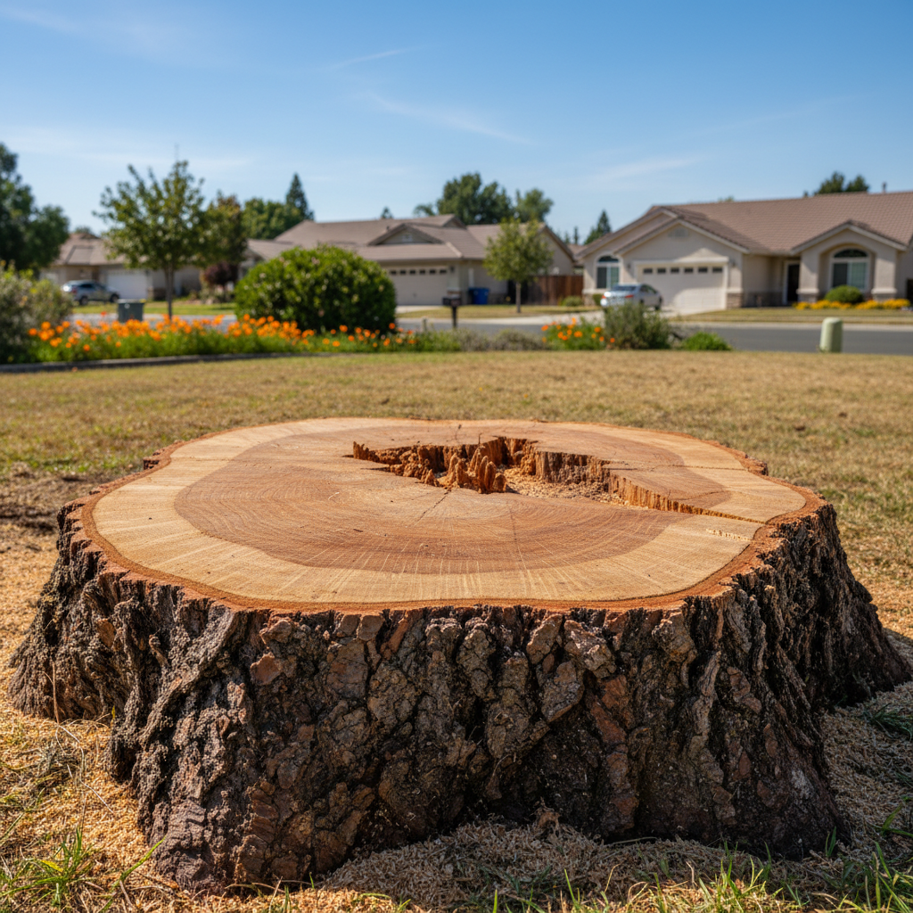 Completed tree removal work at a residential property in Milpitas, CA