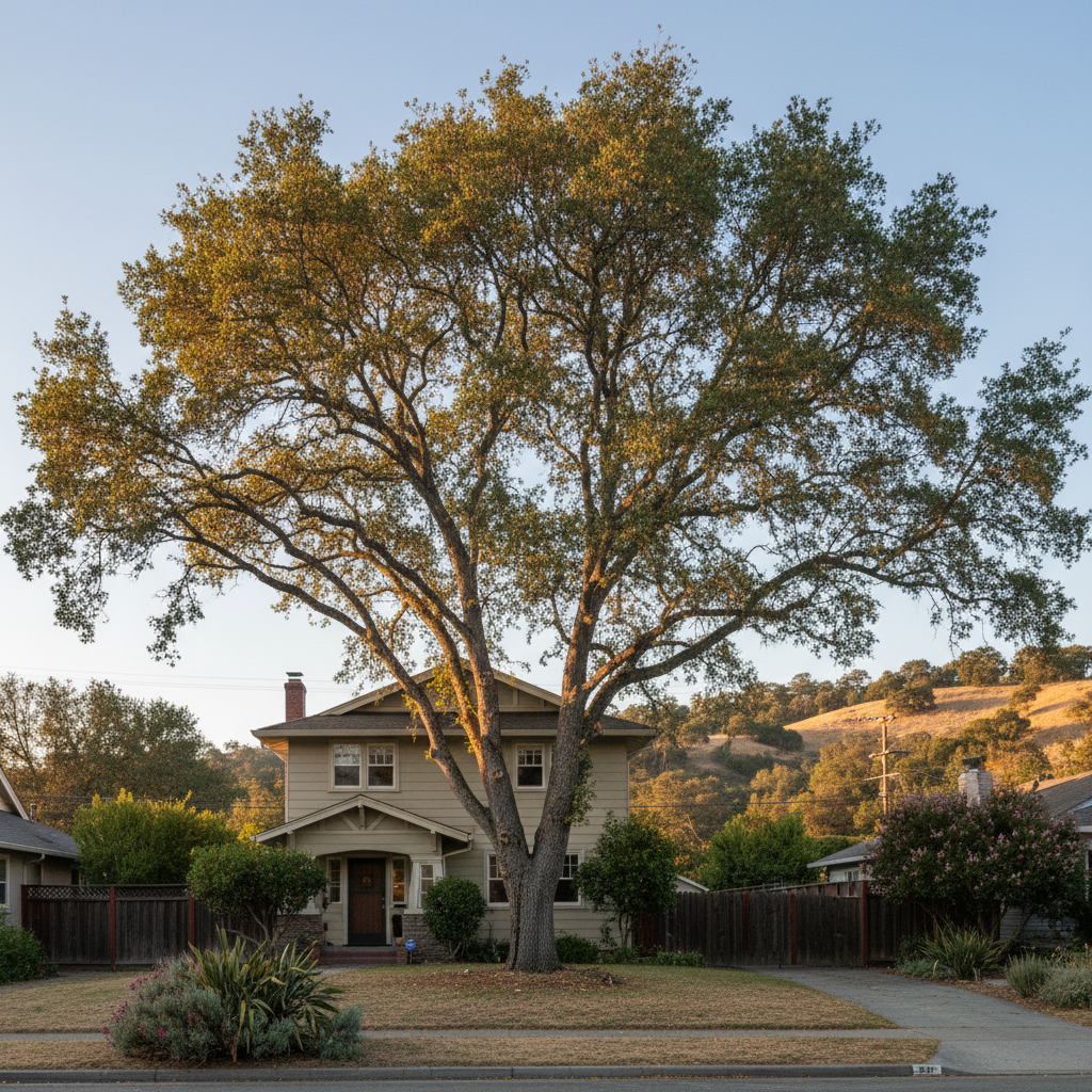 Completed tree pruning work at a residential property in Oakland, CA