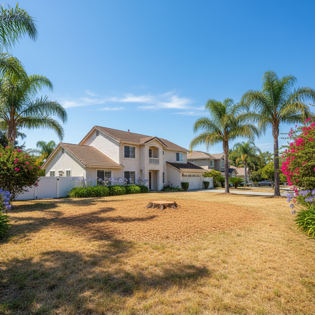 Completed emergency tree removal work at a residential property in Garden Grove, CA