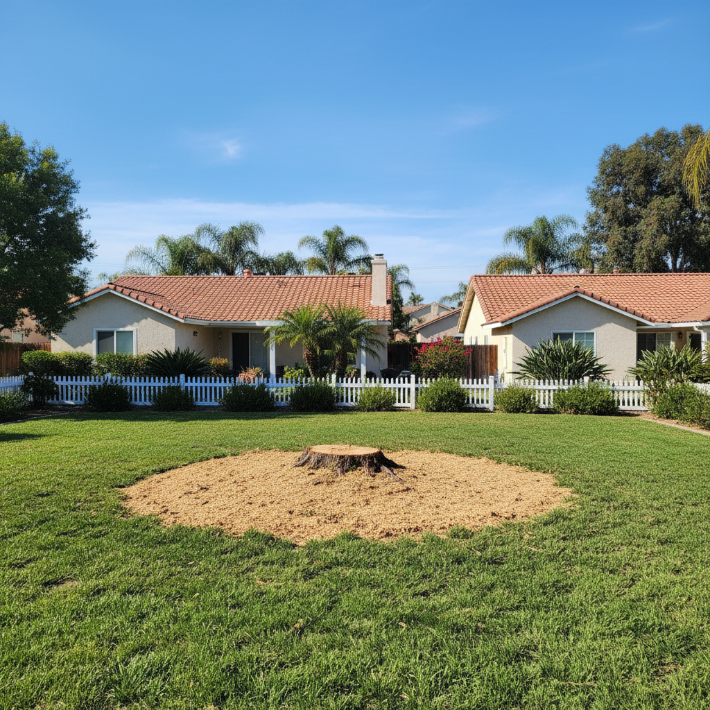 Completed tree removal work at a residential property in Irvine, CA