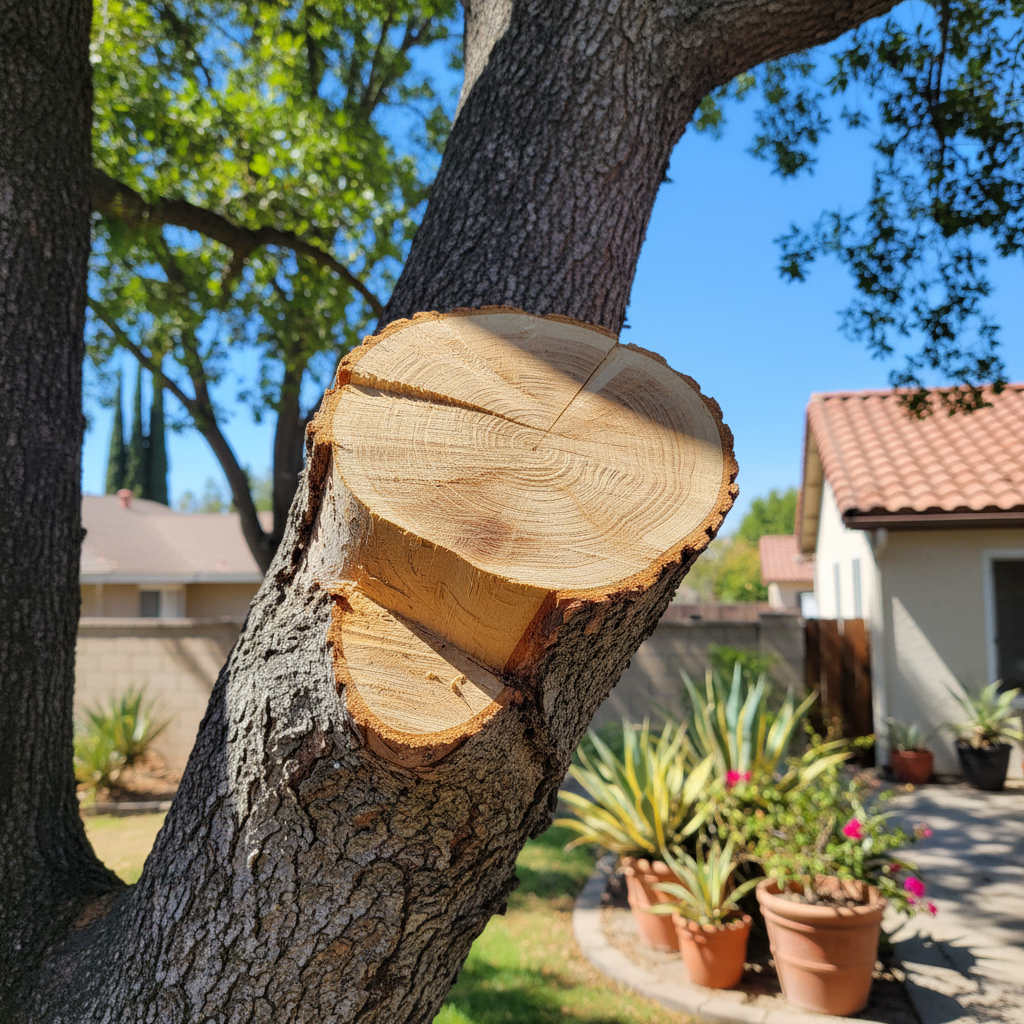 Completed tree pruning work at a residential property in Whittier, CA
