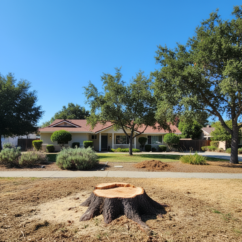 Completed emergency tree removal work at a residential property in Davis, CA
