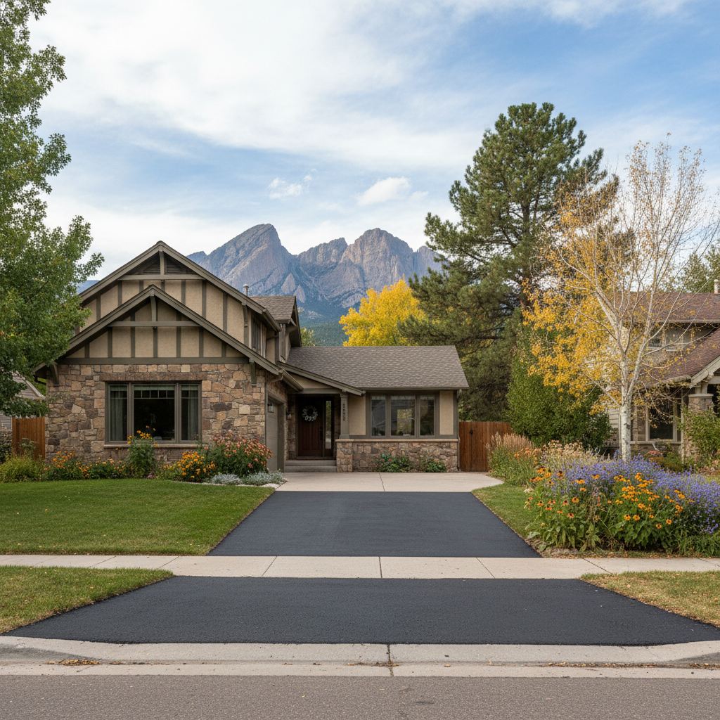 Completed asphalt patching work at a residential property in Boulder, CO