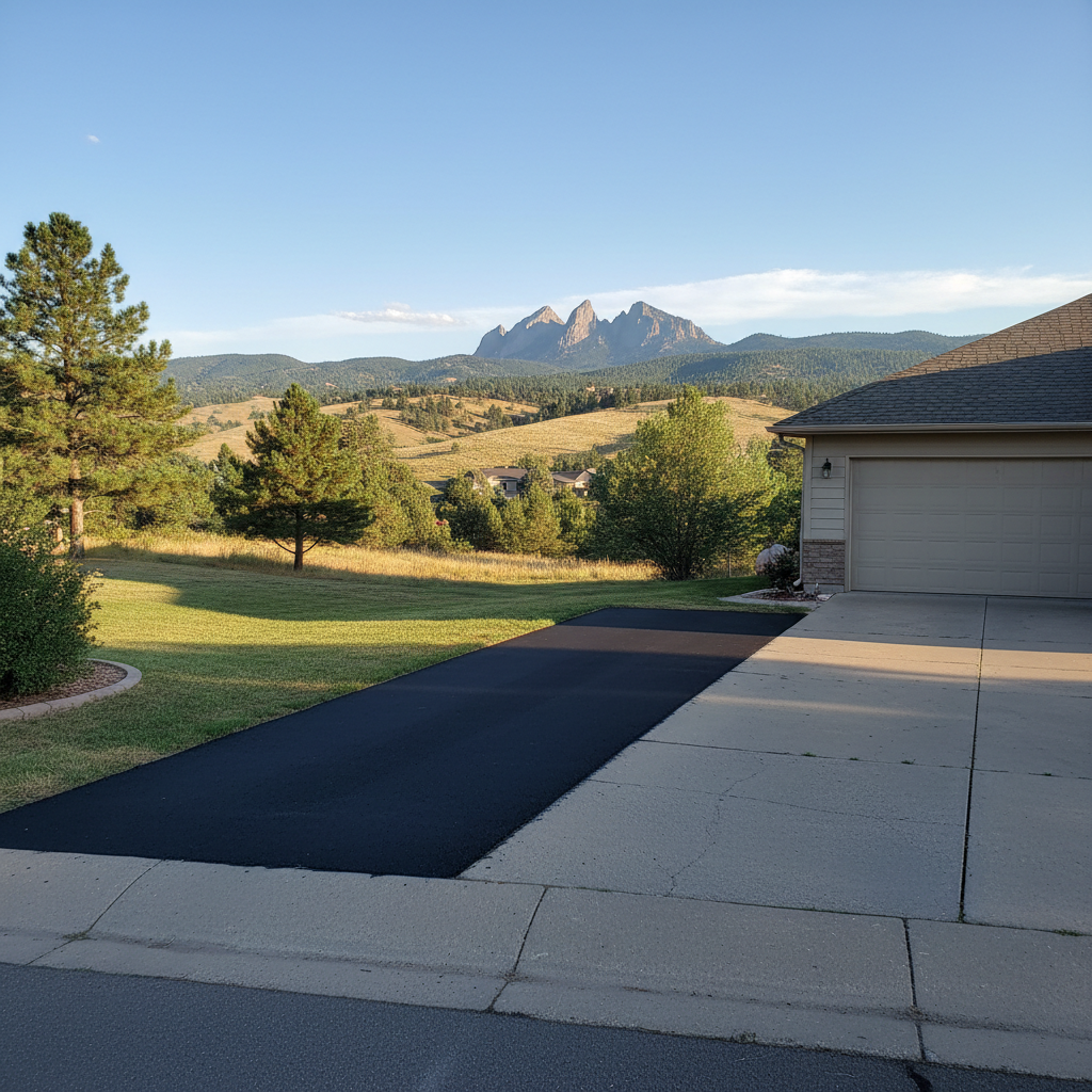 Completed asphalt patching work at a residential property in Boulder, CO